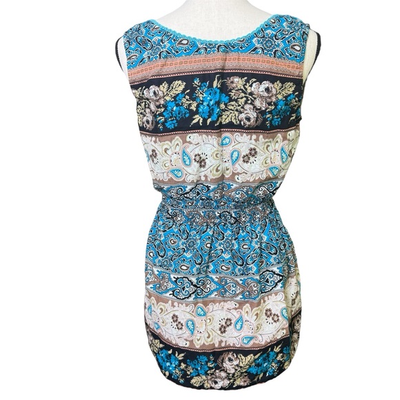 Blue port sleeveless V-neck 100% cotton large shirt. multicoloured blue brown - Picture 3 of 5